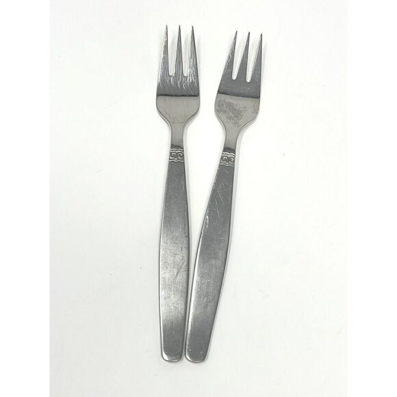 Nils Johan Sweden Sessan Pastry Dessert Salad 3 Tine Forks NIJ1 6.5” Set Of 2 - Picture 1 of 7